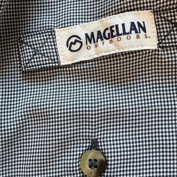 MAGELLAN Fish Gear Men’s Sz L Angler Fit Checked Convertible Sleeve Vented Shirt - Picture 9 of 12